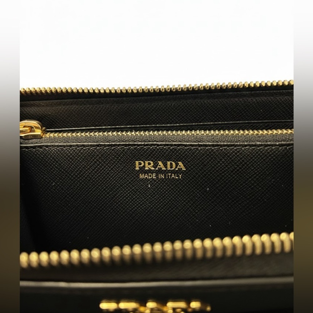 Prada Saffiano Leather Zip Wallet Black Nero - Picture 7 of 10